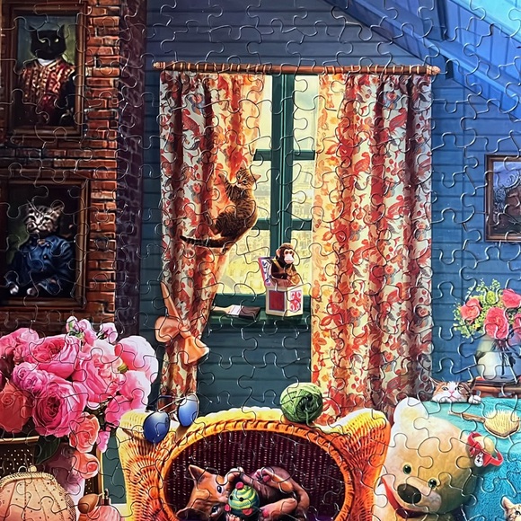 🧩 550 piece Ceaco Paws Gone Wild “Kitten Play” with poster. Adorable. Complete. - Picture 5 of 12